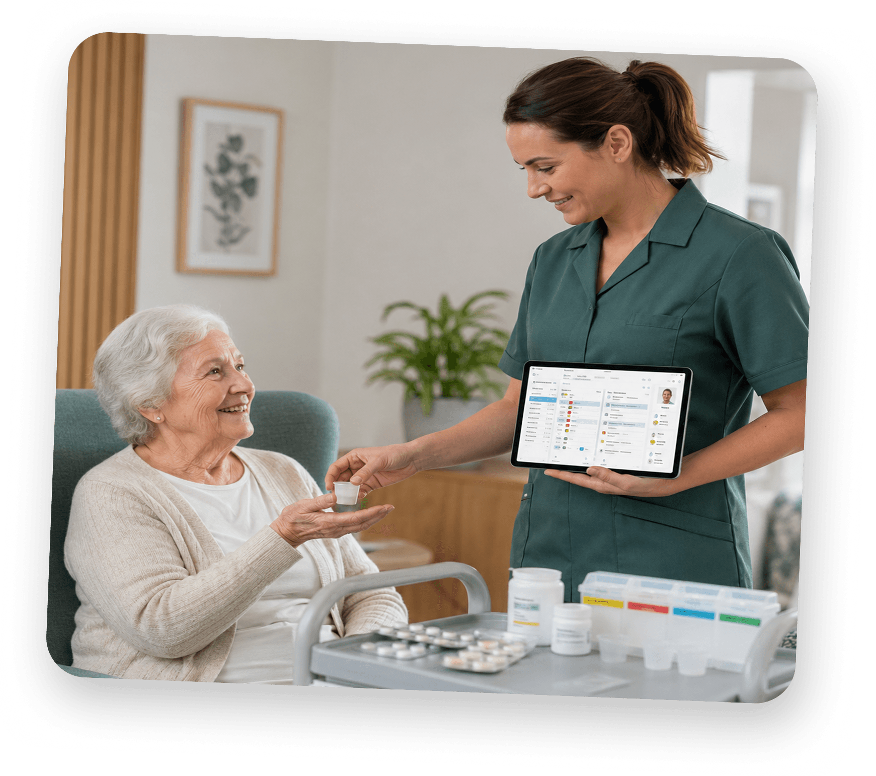 Caregiver administering PRN medication