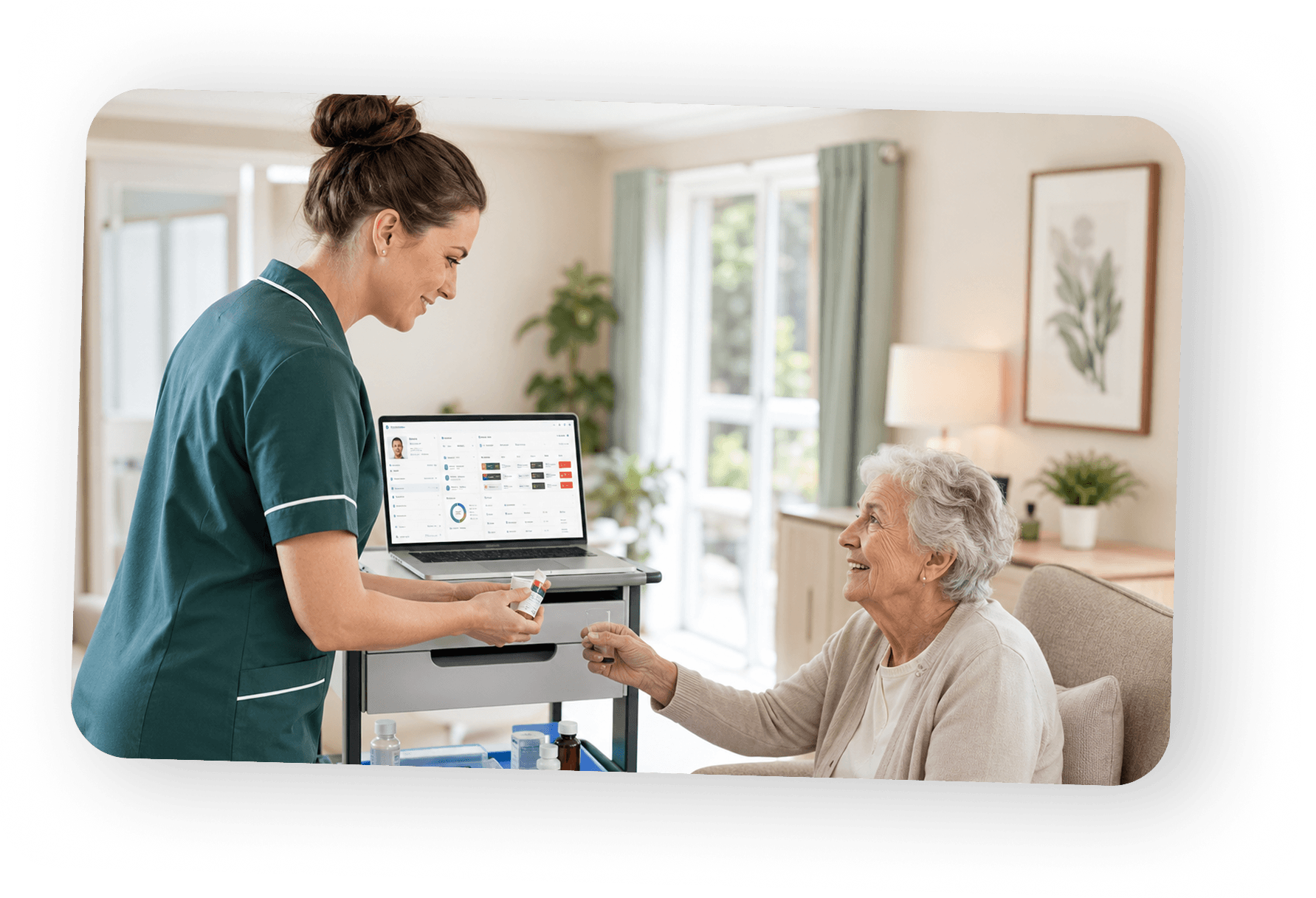 Caregiver reviewing PRN logs