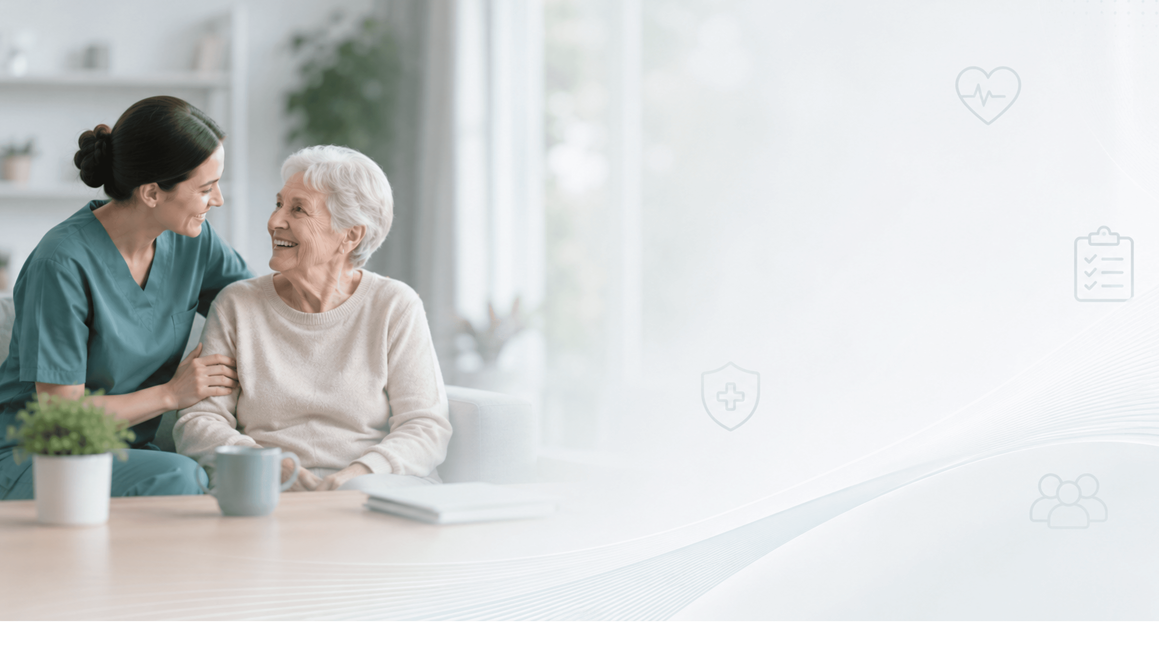 Caregiver and senior resident background